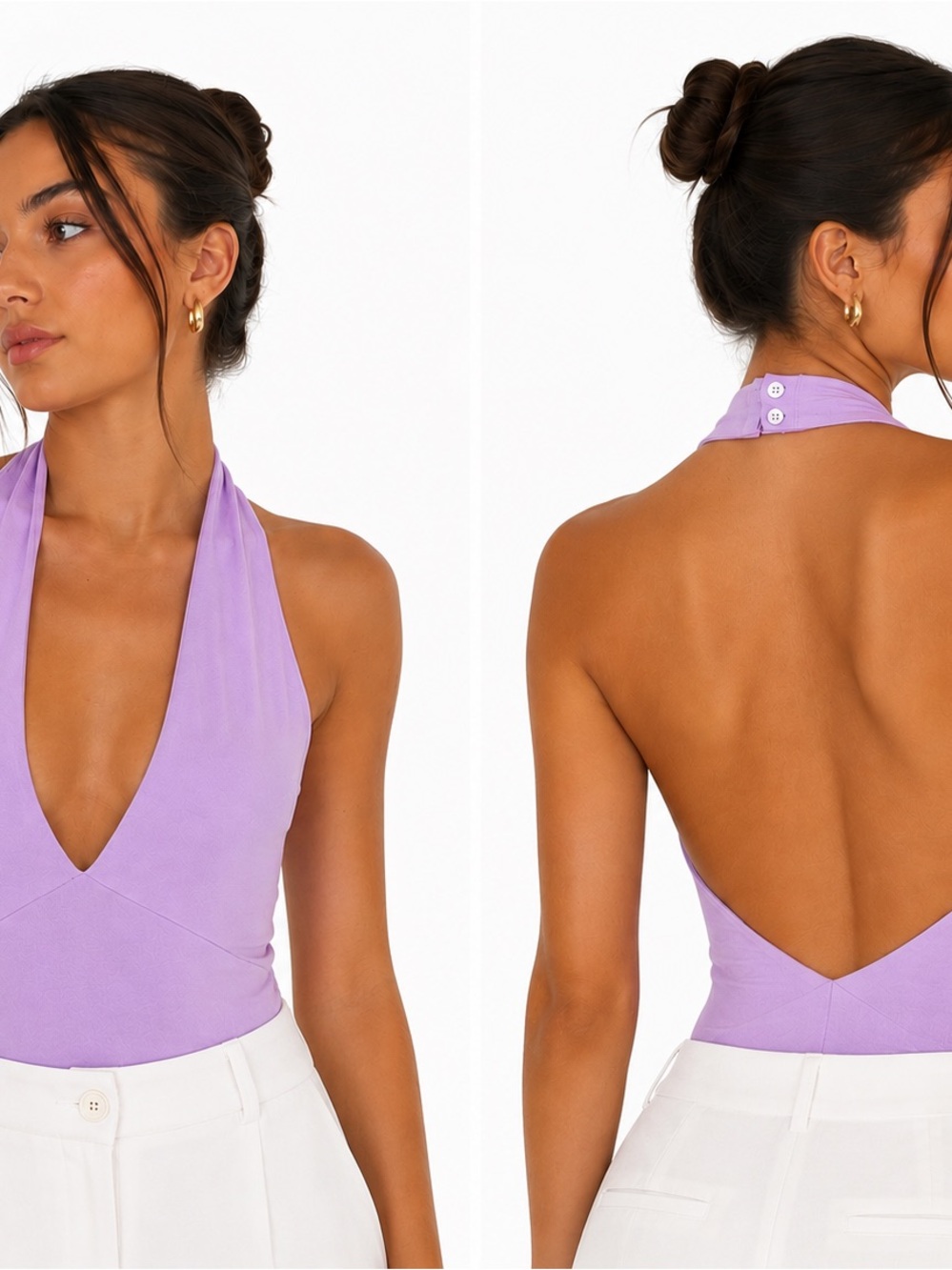 Zara Lilac Halter Bodysuit
